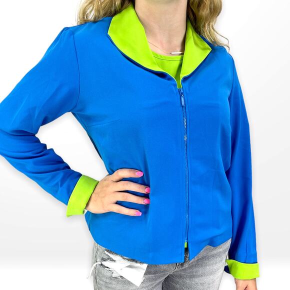 90s DRAPERS AND DAMONS Blue Green Matching Shirt Jacket Set - Picture 1 of 12